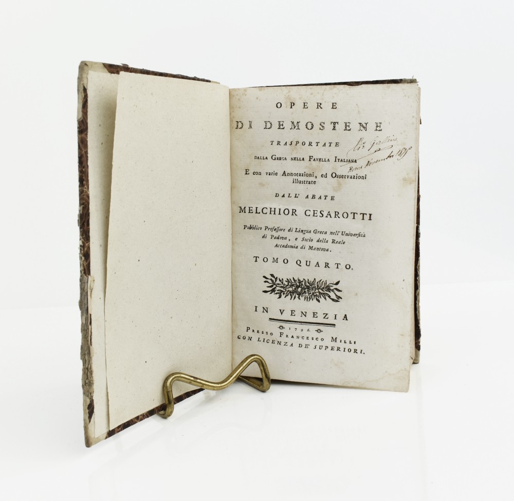 Antico libro Opere di Demostene di M. Cesarotti 1796 - immagine 5