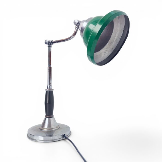 Lampada ministeriale Lariolux da tavolo in metallo verde vintage
